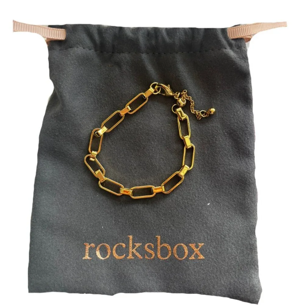161. Rocksbox Gold Plated Bracelet – Elegant Adjustable Chain Jewelry Accessory